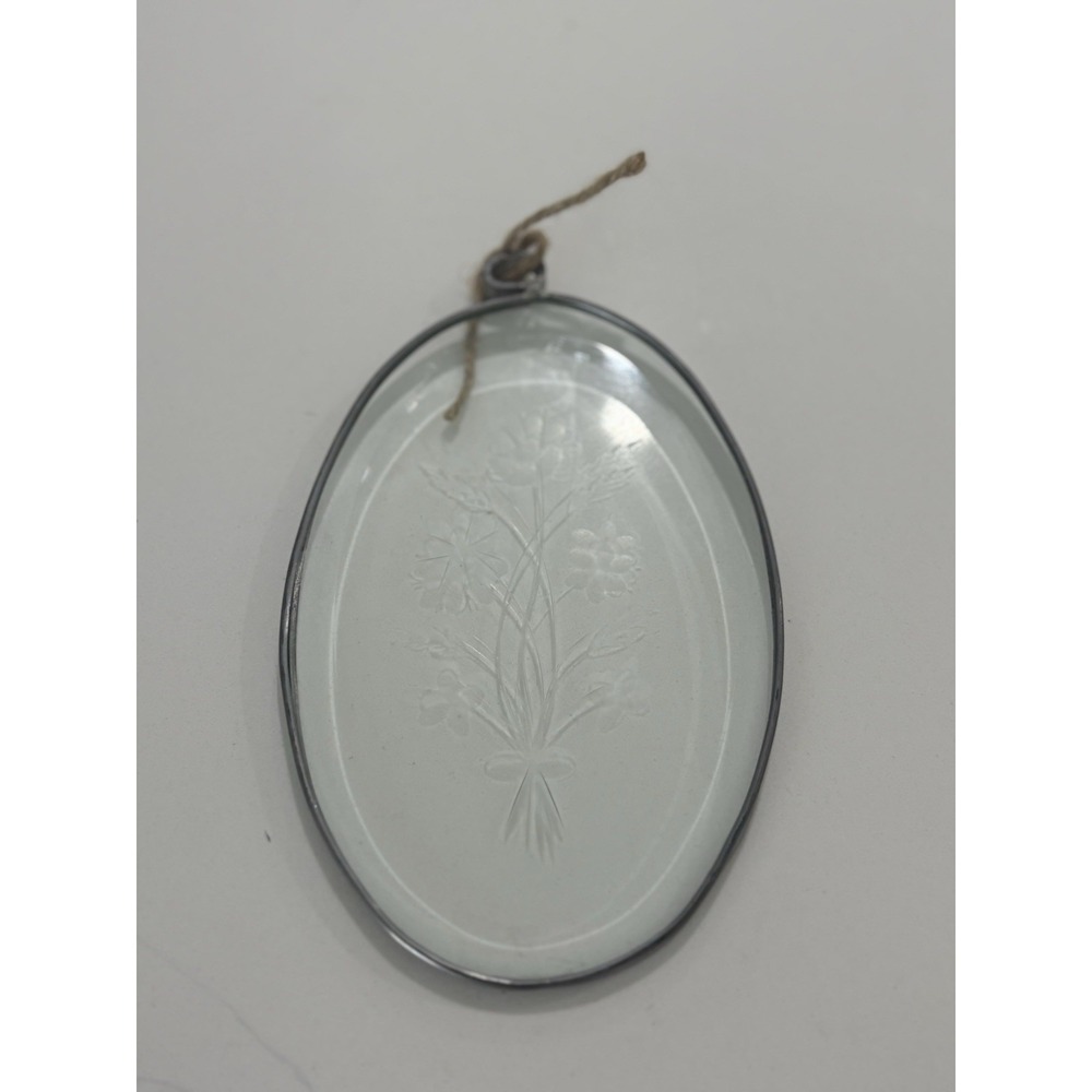 Vintage Etched Glass Floral Suncatcher